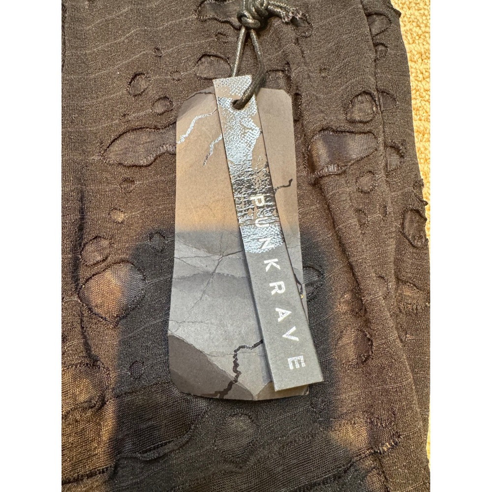 Punk‎ Rave Black Distressed Textured Skinny Pants NWT Goth Grunge Cyberpunk Alt - Picture 3 of 11